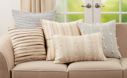 SARO LIFESTYLE Rhiannon Collection Knotted Line Design Pillow Cover, 22", Light Blue...