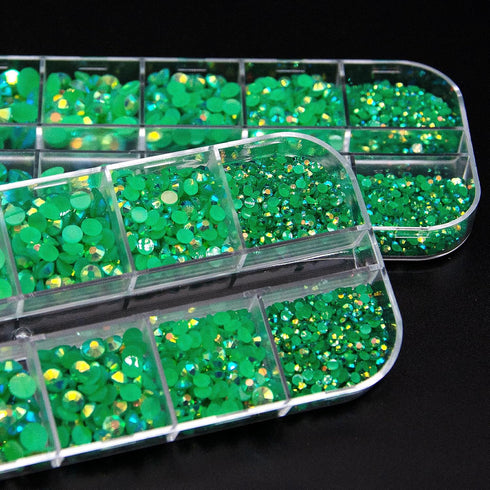 4600Pcs 2-6mm Resin Rhinestones Green AB Jelly Color Rhinestones Flatback Round Beads Pink Nail Gems Crystals for Nail Art Makeup Tumblers Bottles...