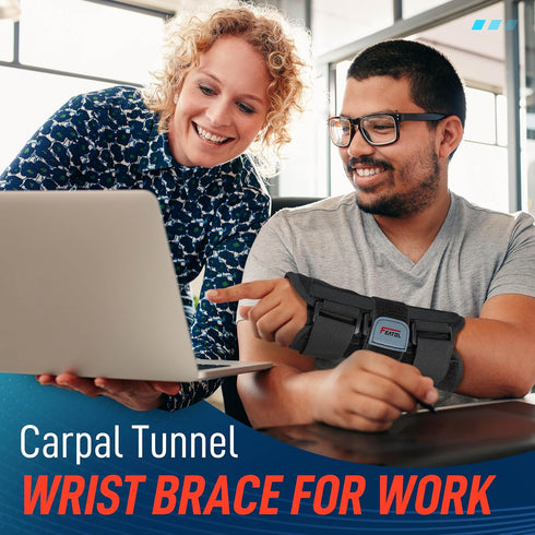 FEATOL Wrist Brace Carpal Tunnel, Night Support Brace with Wrist Splint, Adjustable Straps, Hot/Ice Pack for Women and Men, Left Hand, Medium/Larg...