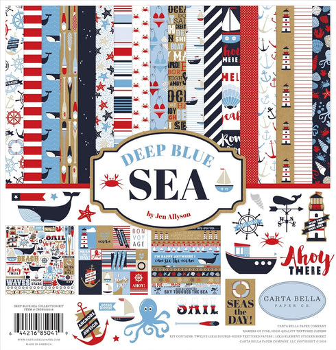 Carta Bella Paper Company Deep Sea Collection Kit paper, red, navy, blue, white 12-x-12-Inch...