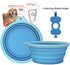Prima Pet Collapsible Silicone Food & Water Travel Bowl with Clip for Dog and Cat (Large (5 Cups) + Bottle Holder, Aqua)...