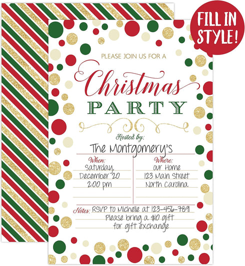 Your Main Event Prints Christmas Party Invitation - Christmas Party Invite - Holiday Party Invitations - 20 Fill-In Invitations and Envelopes...