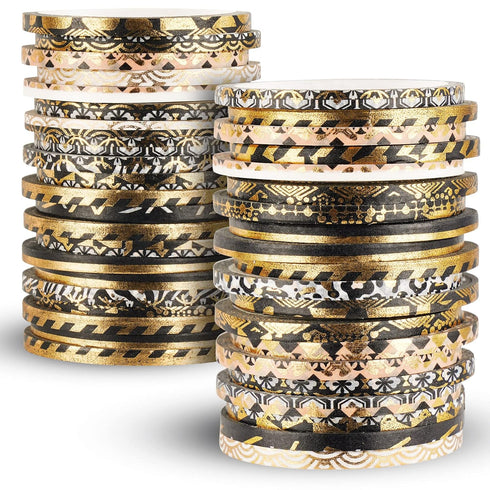 NiArt 80g Gold Foil Washi Tape Set, Random Patterned Slim Decorative Masking Tapes for Bullet Journals, Scrapbooking, DIY Crafts, Party Decor - Wi...