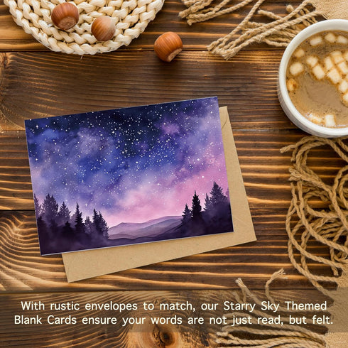 Blank Cards with Envelopes All Occasion,Watercolor Starry Night Sky Design Blank Greeting Cards 4x6,20Pack -Blank Greeting Cards,Note Cards with M...