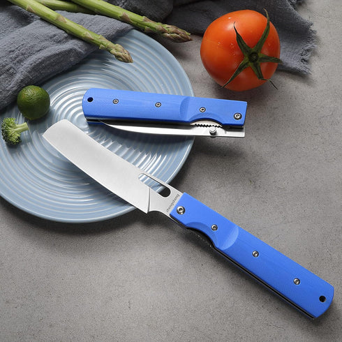 Folding Chef Knife 4.8" Sharp 440A Stainless Steel Blade G10 Handle Pocket Foldable Kitchen Knife Utility Knife for Outdoor Camping Cooking...