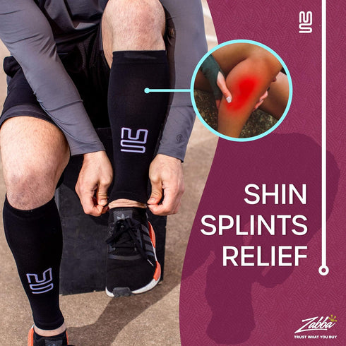 Calf Support - Large, Calf Compression Sleeve 2 Pack for Men and Women - Leg Sleeves for Sports, Running, Flights, and Shin Splints - Black...