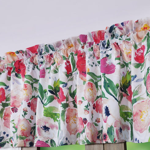 Barefoot Bungalow Blossom Watercolor Floral Window Valance, 84 W x 19 L inches...