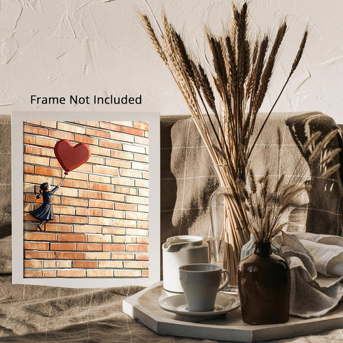 Posterizer 1 pcs-girl with heart balloon-cute girly abstract poster -4-Romantic Art Gift for Daughter, Son, Kids Decor for nursery toddlers kids r...