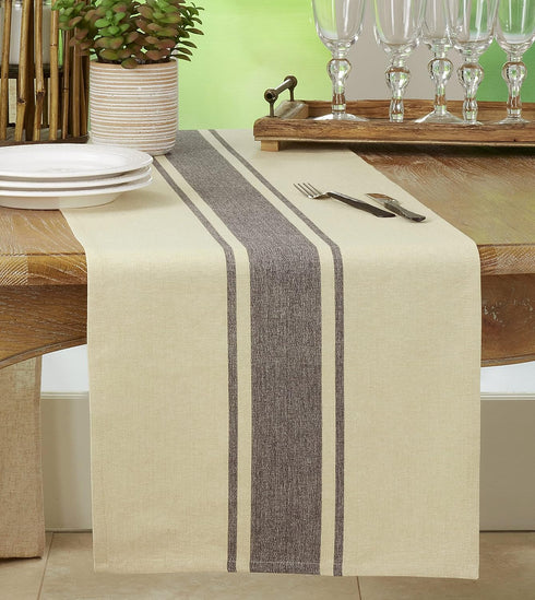 Cotton Table Runner With Banded Design...