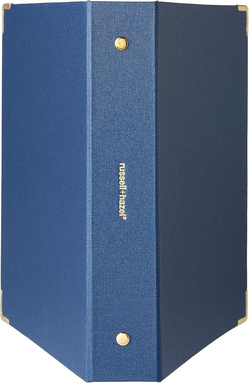 russell+hazel Mini Bookcloth Signature 3 Ring Binder, Office Supplies, Denim, 8” x 9”...