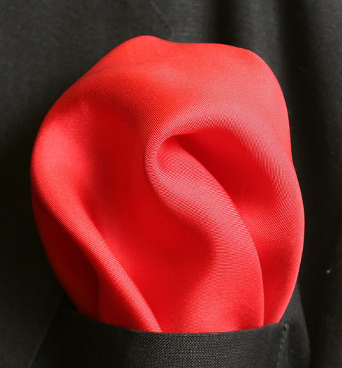 Fine Red 100% Silk Pocket Square for Men Full-Sized 17"x17"...