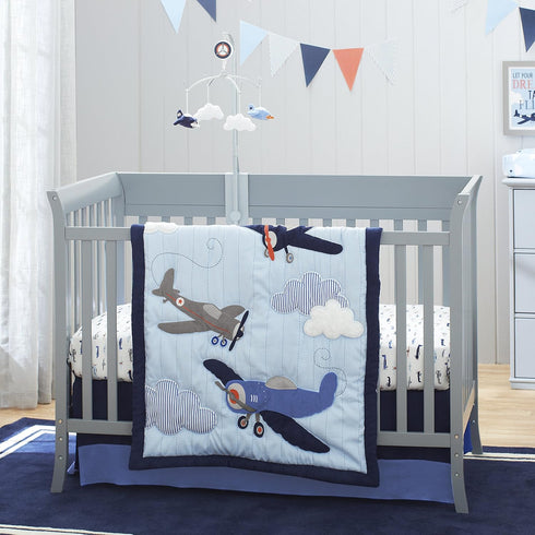Carter's Take Flight Airplane/Cloud/Star Super Soft Changing Pad Cover, Blue, Navy, White,...
