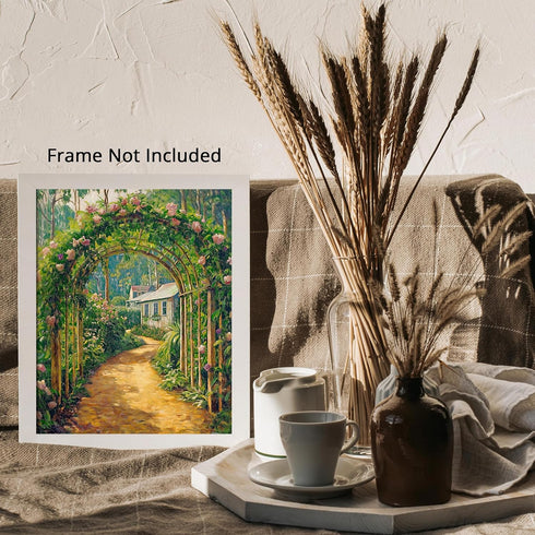 Posterizer 1 pcs-watercolor painting style-tranquil floral village backyard 1-Collectibles & Fine Art-Landscape & Nature Art- Gift for Men Women E...