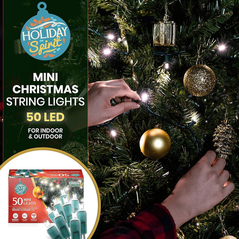 Christmas String Lights, 50 Premium LED Mini Christmas String Lights, Indoor/Outdoor Twinkle Lights for Xmas, Birthday, Wedding, Party, Bedroom & ...