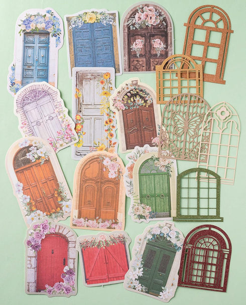 JOYCHOIC Aesthetic Scrapbook Paper, 90Pcs Vintage Garden Door Junk Journal Journaling Scrapbooking Supplies, Materials Bullet Kit Art Album Planne...