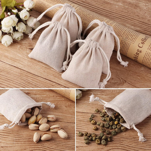 erduoduo Pack of 50 Small Burlap Bags With Drawstring,3x4inch Gift Little Burlap Drawstring Bags,Reusable Small Sachet Bags,Tea Bag...