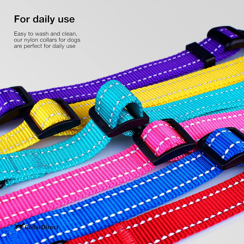 CollarDirect Reflective Dog Collar for a Small, Medium, Large Dog or Puppy with a Quick Release Buckle - Boy and Girl - Nylon Suitable for Swimmin...