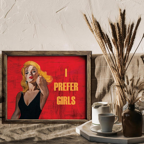 Posterizer 1 pcs-i prefer girls-retro poster for lesbians-Gay & LGBTQ Art-Abstract & Modern Art-Gift for LGBTQ, Queer, Gay, Bi, Lesbian- UNFRAMED ...