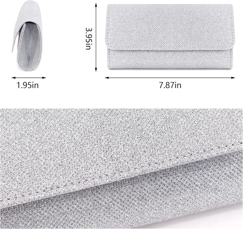 Women's Evening Bag Silver Square Exquisite Handbag Crossbody Shoulder Bag Purses for Dressy Party Prom Wedding...
