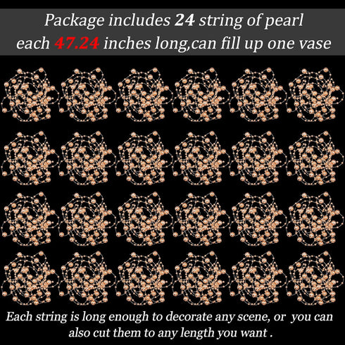 Tondiamo 24 Pcs Artificial Pearl String for Floating Candle Faux Pearls Beads String Party Garland Decoration for Vases Filler Wedding Centerpiece...