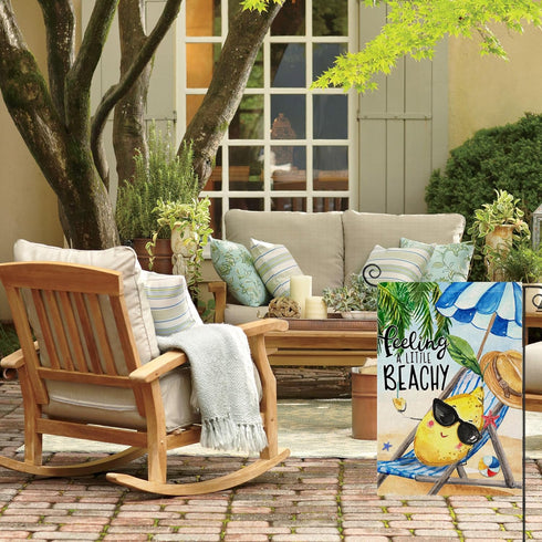 Summer Cartoon Lemon Garden Flags 12x18 Inch Double Sided, Feeling A LITTLE BEACHY Yard Decoration, Small Seasonal Outside Decor for Spring Outdoo...