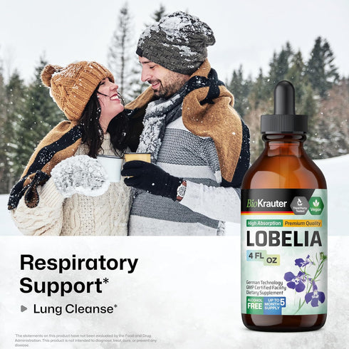 BIO KRAUTER Lobelia Tincture - Vegan Lobelia Extract - Alcohol & Sugar Free Respiratory Support Supplement - 4 Fl.Oz....