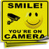 iSYFIX Smile You're On Camera Reflective Stickers for Home - 4 Pack 7x6 Inch - UV, Weather, Scratch, Fade Resistance, Security Camera Sign for Hom...