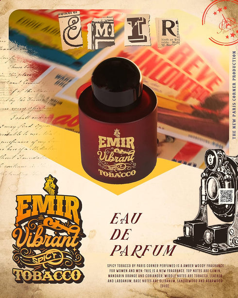 Paris Corner Vibrant Spicy Tobacco Men's EDP Cologne - 3.4 Fl Oz - Opulent Spicy Tobacco Fragrance for Gentlemen...
