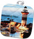 3D Rose Morris Island Lighthouse and Camera Station (Now and Then 1914)" Pot Holder, 8" x 8"...