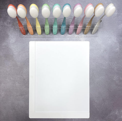 Waffle Flower 6x9 Media Mat - Matte White Silicone Craft Mat w/Bag for Ink Blending. Non-Slip, Waterproof, Heat-Resistant, Non-Stick and Non-Refle...
