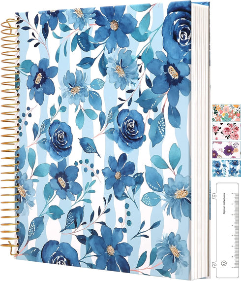 CAGIE Hardcover Spiral Notebook 8.5 x 11 Spiral Journal Notebooks College Ruled with Large Pockets Aesthetic Floral Note Book Spiral Bound Journal...
