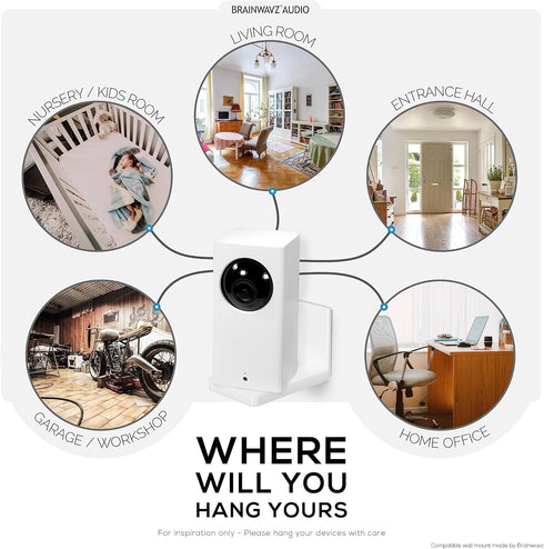 Screwless Wall Mount Kit for Wyze Cam Pan, VHB Stick On - Easy to Install, Full Tilt & Pan Function, No Mess, No Drilling, Strong Adhesive Mount b...