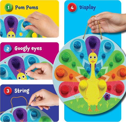 Pom Pom Arts & Crafts Kit for Toddlers - Toddler Art Activity Easter Craft for Little Boys & Girls Ages 3, 4, 5, 6 Years Old Kids Sensory Activiti...