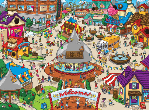 Masterpieces 100 Piece Family Jigsaw Puzzle for Kids - 101 Things to Spot in Hersheyville - 14"x19"...