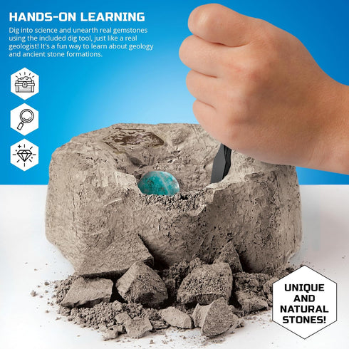 Discovery #MINDBLOWN Mini Unearthed Treasure Set, 2 Pack Excavation Kit w/Chisel, Uncover 2 Gemstones, Interactive Archaeology Geology Paleontolog...