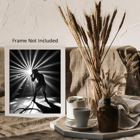 Posterizer 1 pcs-balck and white photo-rock musician performing 1-Photography Art Gift for Music Fans Decor for Home & Office- unframed wall art...