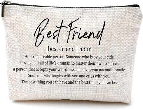Best Friend Definition Makeup Bag,Inspirational Friendship Cosmetic Bag Travel Pouch,Best Friend Bestie BFF Soul Sister Gifts for Women Girls...