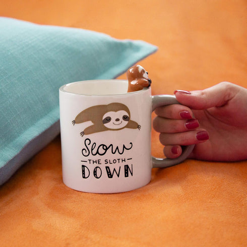 Pavilion Gift Company Slow The Sloth Down - Sloth Gray 17oz Dolomite Coffee Cup Mug...