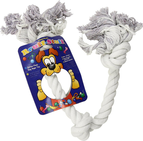 Penn-Plax 3-Knot Dog Rope Toy, Ruff, Large | Great Exercise for Teeth and Gums | Hours of Playtime Fun, White, 25 1/4 Inch (RF32)...