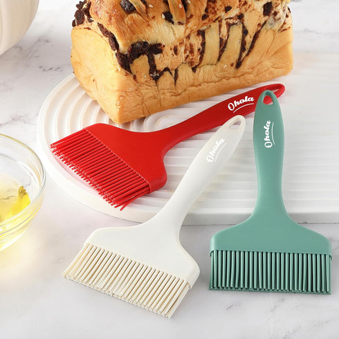 3PCS Extra Large Silicone Basting Pastry Brush, OHOLA Heat Resistant Oil Sauce Brush, Food Cooking Brush for BBQ, Grilling, Baking, BPA Free, Dish...