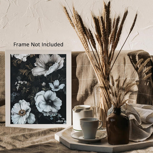 Posterizer 1 pcs-big lush white flowers in the wild-chic decor-Floral & Botanical Art-Abstract & Modern Art-Decor for Home & Office- UNFRAMED Wall...