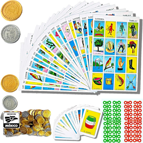 The Original Loteria Mexican Bingo Game with 100 Mexican pesos for 20 Players - loteria de lujo mexicana - loteria mexicana - Juegos de mesa - spa...