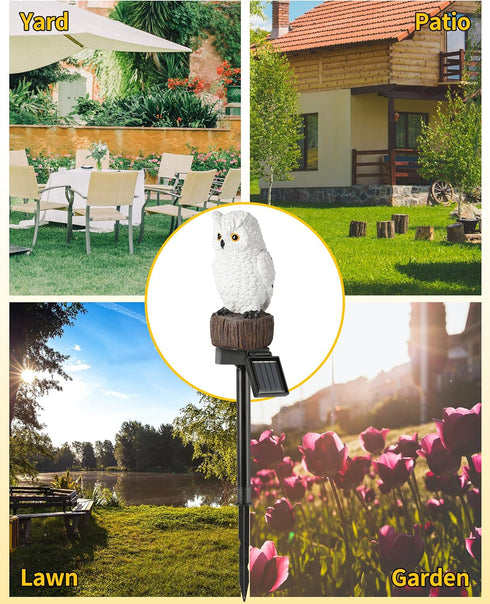 Owl Solar Decorative Garden Stake Lighting, Waterproof Cute Animal Outdoor Figurine Lights Ornament Statue Decor for Pathway, Patio, Lawn Housewar...