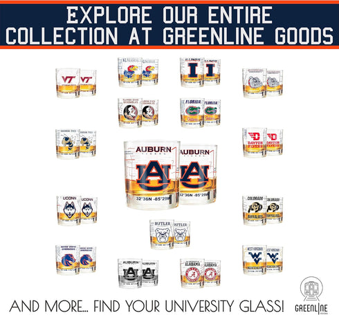 Greenline Goods - Auburn University Whiskey Glass Set (2 Low Ball Glasses) - Contains Full Color Tigers Logo & Campus Map - Auburn Tigers College ...