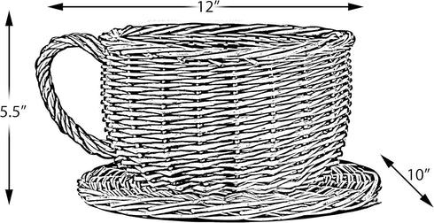 Wicker Saucer Coffee Mug Cup Decorative Gift Basket Desk Organizer...