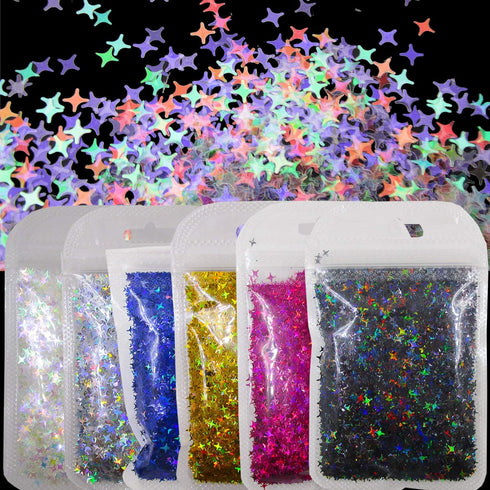 LoveOurHome 60g Holographic Star Chunky Glitter Flakes Sparkles Iridescent Stars Shapes Nail Sequins Epoxy Resin Accessories Crafts Supplies Makeu...