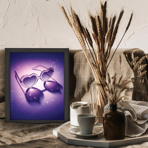 Posterizer 1 pcs-minimalistic purple girly aesthetic heart sunglasses-Girls room art-Miscellaneous-Gifts for Women-Gift for Girls, Teens- UNFRAMED...