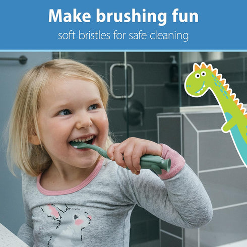 Dr. Brown's Toddler Toothbrush, Dinosaur, Green, 1-Pack...