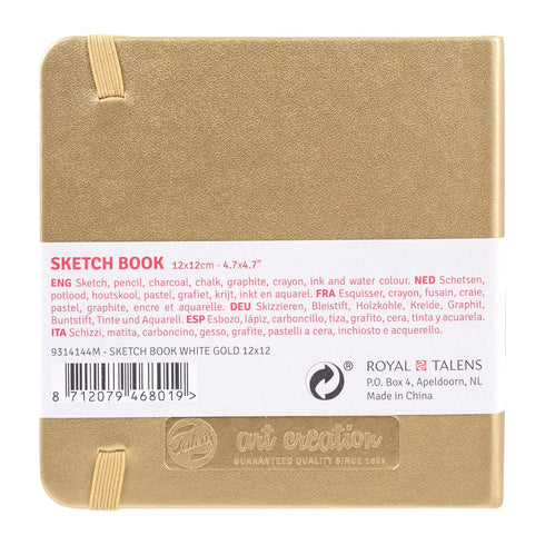 Tarrence Art Creation Sketchbook, Drawing Notebook, 4.7 x 4.7 inches (12 x 12 cm), White Gold, Thickness 4.9 oz/yd², Fine, Acid-Free Paper, 80-She...