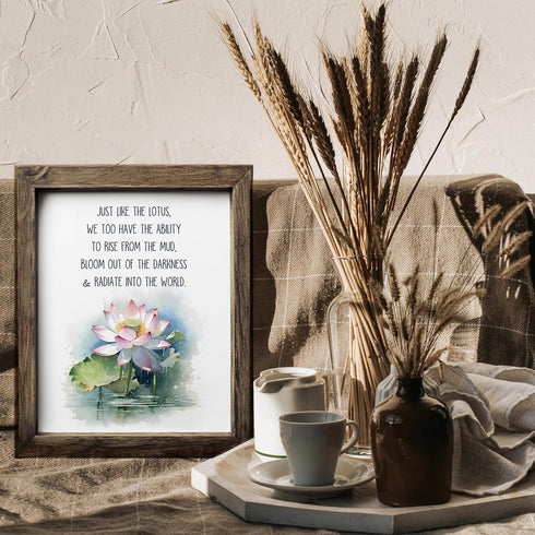 Posterizer 1 pcs-encouraging zen lotus flower positive quote-Floral & Botanical Art-Motivational & Inspirational Art-Decor for Home & Office- UNFR...